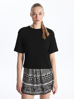 Bisiklet Yaka D?z K?sa Kollu Kad?n Ti??rt