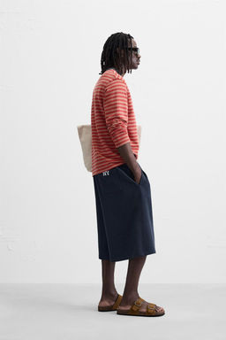 OVERSIZED FIT NY EMBROIDERED JOGGER BERMUDA SHORTS - Zara фото 4