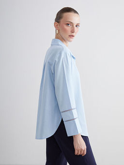 G?mlek Yaka Oversize Poplin Bluz
