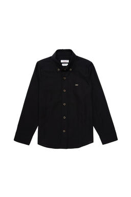 Черная базовая рубашка с длинным рукавом для мальчика