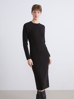 Bisiklet Yaka Triko Elbise