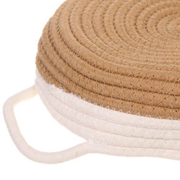 Корзинка плетёная интерьерная с ручками "ТРЕГОРИЯ", цвет бежевый/белый, 24*7см, (лейбл селфи)