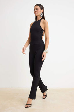 Siyah Tasl? Halter Yaka Kolsuz Orme Tulum TPRSS26TU00016