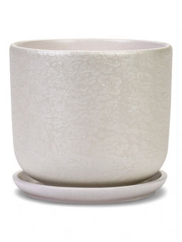 Горшок цветочный с поддоном 1,6 л, d15/h13 см белый керамика, "Перл" (М)