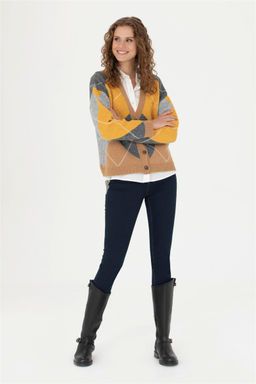 Женский трикотажный кардиган песочного цвета с v-образным вырезом Неожиданная скидка в корзине - U.s. polo assn фото 4