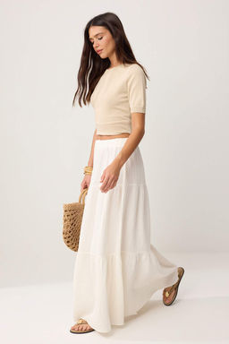 Lacivert %100 Pamuk Muslin Uzun Maxi Etek TWOSS25ET00174 - Trendyolmilla фото 6
