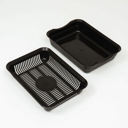 Туалет для кошек, 34.5×25.5×7.5 см, с сеткой, пластик, чёрный