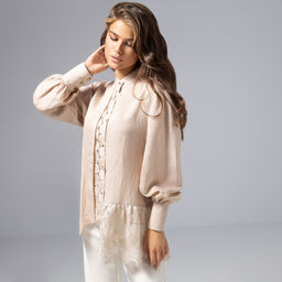 Рубашка вискозная, Кружевной повод (пульс сердца) - Charutti фото 3