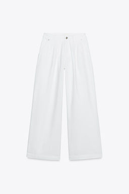 Z1975 MID-WAIST WIDE-LEG JEANS WITH PLEATS - Zara фото 4