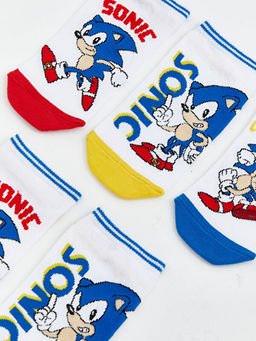 Sonic Desenli Erkek ?ocuk Patik ?orap 5li