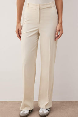 Bej Wide Leg/Genis Paca Yuksek Bel Dokuma Kumas Pantolon TWOSS23PL00314