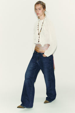 COTTON GAUZE BLOUSE WITH RUFFLE AND LACE TRIMS - Zara фото 4