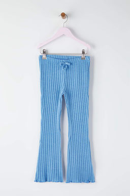 Mavi-Bej Pamuklu Yumusak Esnek 2li K?z Cocuk Duz Orme Tayt TKDAW26TA00005 - Trendyolmilla фото 2