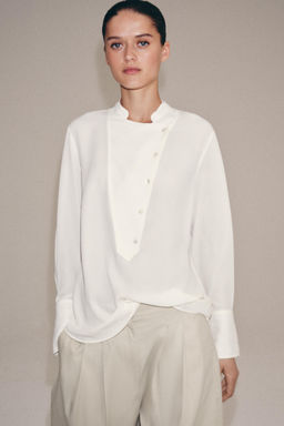 CAMISA FLUIDA PECHERA ZW COLLECTION / Crudo - Zara фото 2