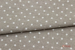 Теплый хлопок меланж Белый горох (2мм) на бежево-кофейном, ш.1.48м, хл-60%, п/э-40%, 150гр/м.кв - Купава фото 3