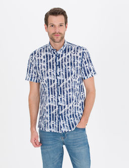 Lacivert Regular Fit K_sa Kollu G_mlek