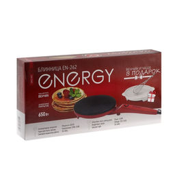 Блинница электрическая ENERGY EN-262, погружная, 650 Вт, d=20 см, ёмкость для теста, красная
