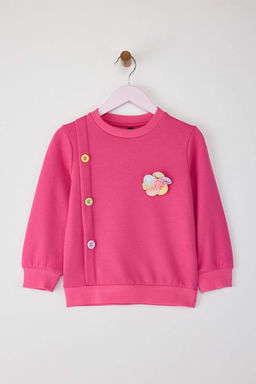 Ac?k Turuncu Pamuklu Cicekli K?z Cocuk Regular Orme Sweatshirt TKDAW25SW00020 - Trendyolmilla фото 8