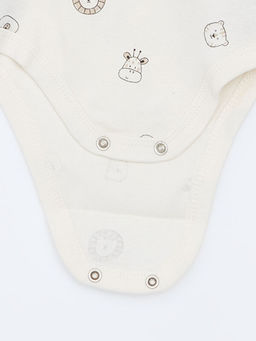 Bisiklet Yaka Uzun Kollu Bask?l? Erkek Bebek ??t??tl? Bodysuit 3l?