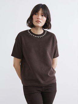 Bisiklet Yaka Ta?l? Kad?n Triko Kazak