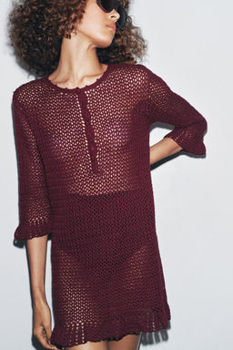 CROCHET KNIT MINI DRESS - Zara фото 6