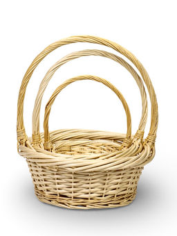 Корзина плетёная для хранения, лоза, светлая, набор 3 шт.