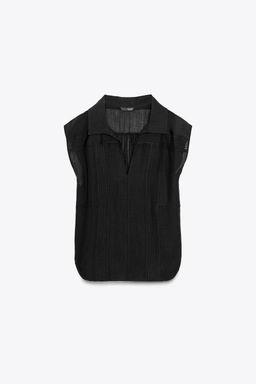 RAMIE BLEND SHIRT WITH PINTUCKS ZW COLLECTION - Zara фото 6