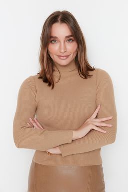 Camel Basic Bal?kc? Yaka Triko Kazak TWOAW21KZ1279
