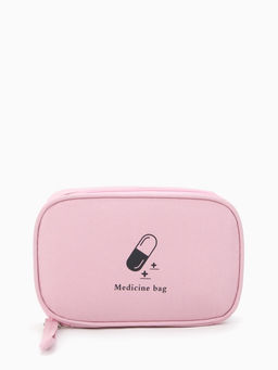 Косметичка-аптечка дорожная на молнии, с ручкой, Medicine bag, розовая