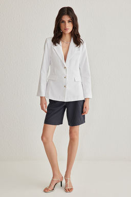 TRENDYOLMILLA Lacivert Fitted Gabardin Dugme Detayl? Dokuma Blazer Ceket TWOSS25BC00006 фото 2