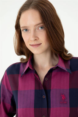 Женская бордовая рубашка с длинным рукавом - U.s. polo assn фото 2