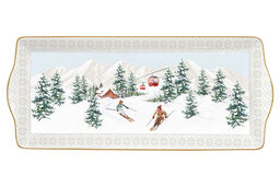 Блюдо, 35х15 см, фарфор P, белое, прямоугольное, Лыжники в горах, Chalet, 62635
