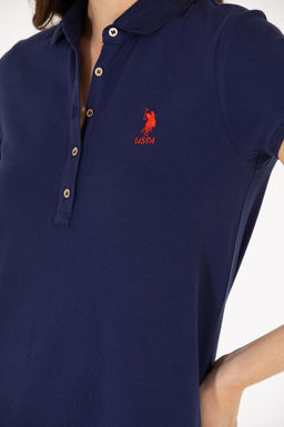 U. S. Polo Assn Женское темно-синее трикотажное платье с воротником-поло - U.s. polo assn фото 7