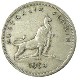 1 флорин (2 шиллинга) 1954 года Австралия  Королевский визит Елизаветы II