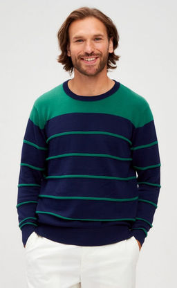 Джемпер мужской в полоску P221-15-1709 сине-зелёный - Primm фото 9