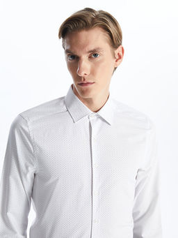 Slim Fit Uzun Kollu Desenli Poplin Erkek G?mlek