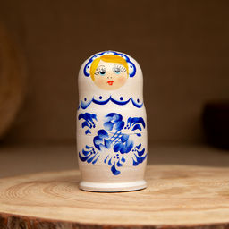 Матрёшка дерево «Гжель», белое платье, 3 кукольная, 9 см