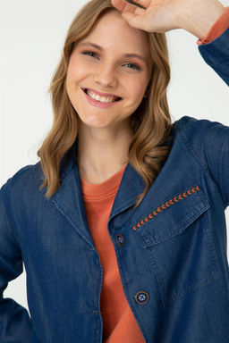 Женская темно-синяя джинсовая рубашка - U.s. polo assn фото 2