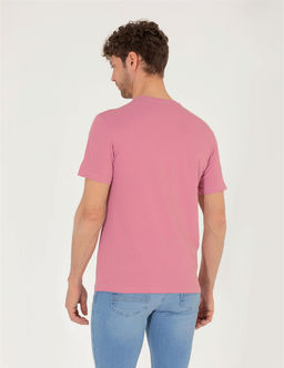 Pembe Slim Fit Bask_l_ Bisiklet Yaka Ti__rt - Pierre cardin фото 5