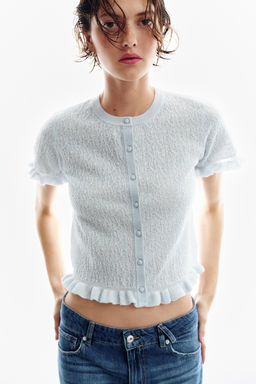 CHAQUETA PUNTO ESTRUCTURA VOLANTES / Azul claro - Zara фото 5