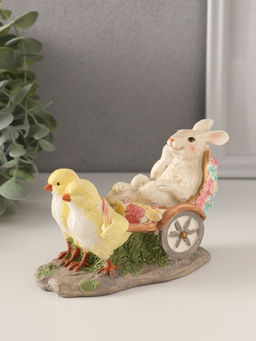 Фигурка полистоун Цыплята везут кролика в колеснице, 14.5?7?9 см