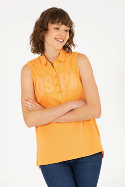 Женская оранжевая футболка с воротником-поло - U.s. polo assn фото 10