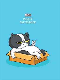 Скетчбук 104*146мм, 48л., тв. обл.. "Кот" (10795-8, MyArt) матовая ламинация, выб. лак, резинка