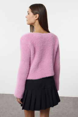 Pembe Crop Tuylu Baglama Detayl? Triko H?rka TWOAW25HI00111