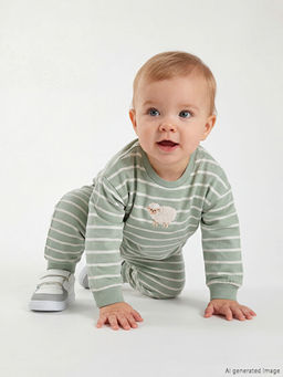 Nak?? Detayl? Erkek Bebek Sweatshirt ve E?ofman Alt?