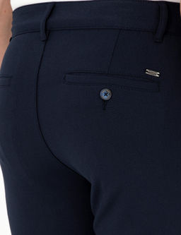 Lacivert Slim Fit _izgili Kanvas Pantolon