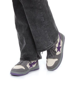 05-717-13 DARKGRAY/PURPLE Кроссовки женские (натуральная замша, натуральная кожа)