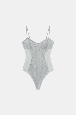 BODY COMBINADO ENCAJE / Azul / Gris - Zara фото 4