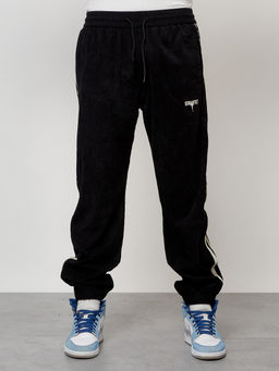 Спортивный костюм мужской модный из микровельвета черного цвета 15015Ch - Mtforce фото 5