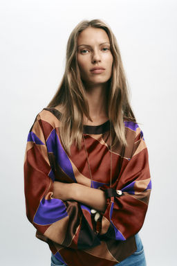 PRINTED SATIN SHIRT - Zara фото 5